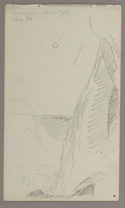 Desenho, Cataratas ao luar, 1858 de Frederic Edwin Church