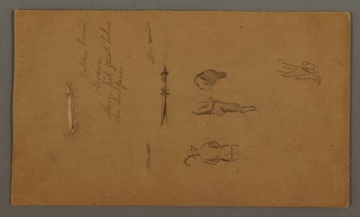 Desenho, Estudos de figuras, Figura num barco, Peixe, possivelmente 1868 de Frederic Edwin Church