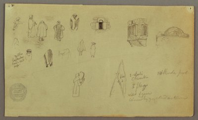 Desenho, Estudos de figuras, Bandeira de janelas, possivelmente 1868 de Frederic Edwin Church