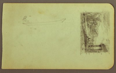 Desenho, figura num barco, esboço de uma pintura; verso: inscrições, dezembro de 1883 de Frederic Edwin Church