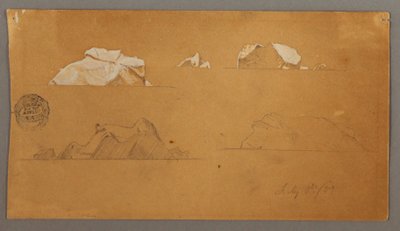 Desenho, Icebergs flutuantes, 5 de julho de 1859 de Frederic Edwin Church