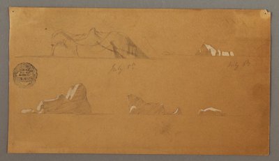 Desenho, Icebergues flutuantes, 5 e 6 de julho de 1859 de Frederic Edwin Church