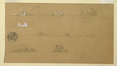 Desenho, Icebergues flutuantes, 6 e 16 de julho de 1859 de Frederic Edwin Church