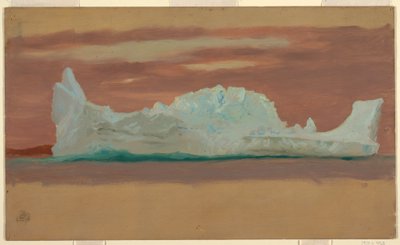 Desenho, Icebergs flutuantes sob céu nublado, Terra Nova, julho de 1859 de Frederic Edwin Church