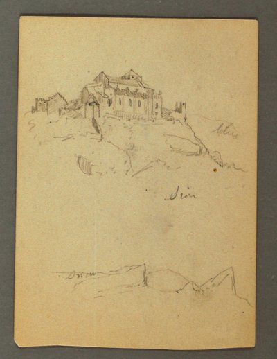 Desenho, Fortificação de falésias, Sion, Vale do Ródano, possivelmente 1868 de Frederic Edwin Church