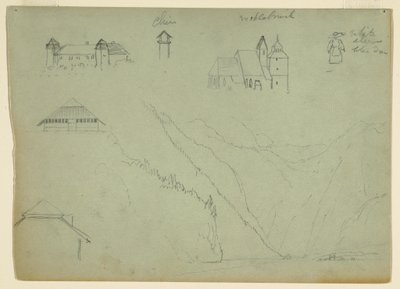 Desenho, De Salzkammergut, Áustria e o Konigssee, perto de Berchtesgaden, Baviera, julho de 1868 de Frederic Edwin Church