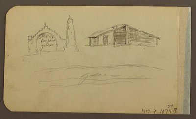 Desenho, Jardim, Casa, Cuautla; Verso: Igreja, Celeiro, Cuautla, fevereiro de 1885 de Frederic Edwin Church