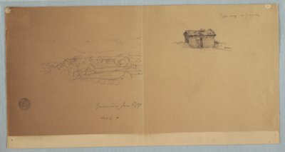 Desenho, Portal e Vista Parcial de Guaranda, Equador, 3 de junho de 1857 de Frederic Edwin Church