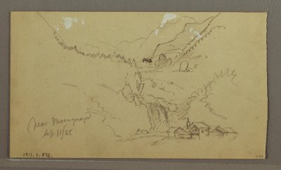 Desenho, Glaciar, ponte e casa, setembro de 1868 de Frederic Edwin Church