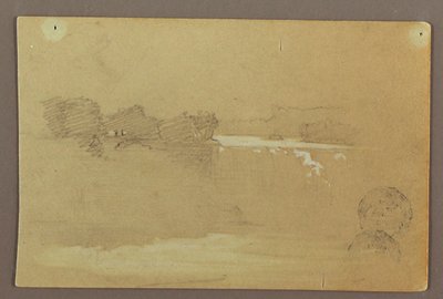 Desenho, Hennequin Point e as cataratas americanas, rio Niagara, possivelmente 1856 de Frederic Edwin Church