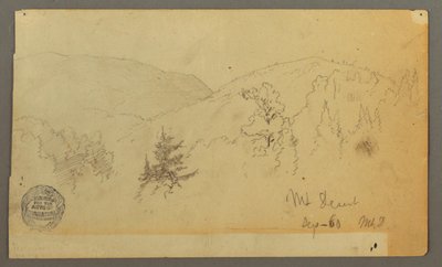 Desenho, Colinas com árvores, 1860 de Frederic Edwin Church