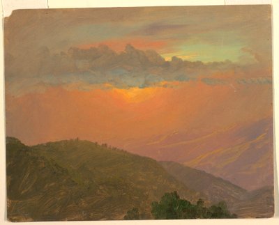Desenho, topo da colina ao pôr do sol, julho de 1865 de Frederic Edwin Church