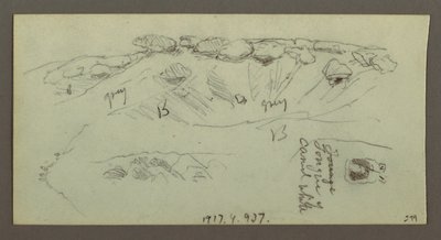 Desenho, Topos de colinas com rochedos, possivelmente 1868 de Frederic Edwin Church
