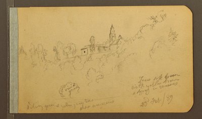 Desenho, Casas, Steeple, 23 de fevereiro de 1889 de Frederic Edwin Church