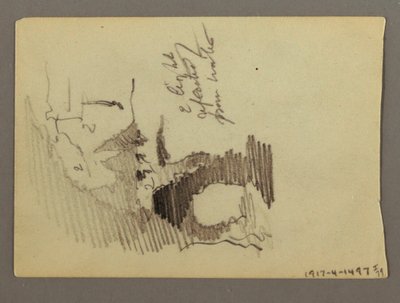 Desenho, Casas no cimo da colina, possivelmente 1868-69 de Frederic Edwin Church
