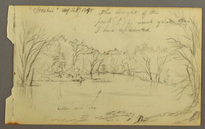 Desenho, Htakie () lagoa rodeada de árvores, 1845 de Frederic Edwin Church