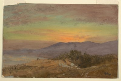 Desenho, Vale do Hudson, pôr do sol, 1869-70 de Frederic Edwin Church