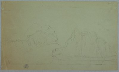 Desenho, Icebergue com dois picos, junho ou julho de 1859 de Frederic Edwin Church