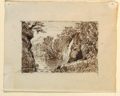 Desenho, Paisagem imaginária com, ca. 1870-73 de Frederic Edwin Church