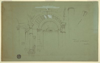 Desenho, Interior, Templo de Mismiyeh, Síria, 28 de abril de 1868 de Frederic Edwin Church