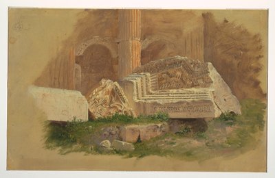 Desenho, Interior do Templo de Baco, Baalbek, maio de 1868 de Frederic Edwin Church