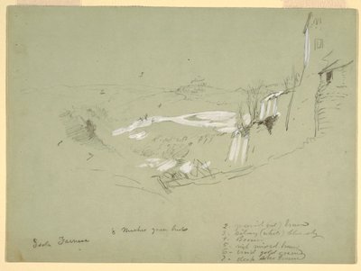Desenho, Isola Farnese na Campagna Romana, Itália, maio de 1869 de Frederic Edwin Church