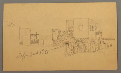 Desenho, esquina da rua Jaffa, Palestina [Tel Aviv, Israel], 9 de março de 1868 de Frederic Edwin Church