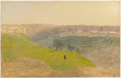 Desenho, Jerusalém vista do Monte das Oliveiras, março de 1868 de Frederic Edwin Church