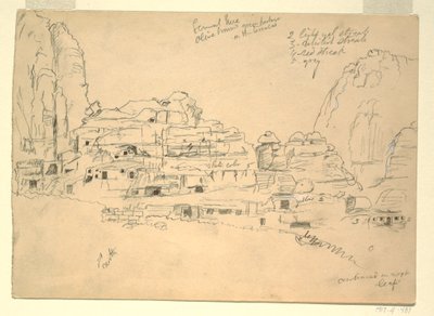 Desenho, Khirbet-en-Nasara, Petra, Jordânia, 26 de fevereiro de 1868 de Frederic Edwin Church