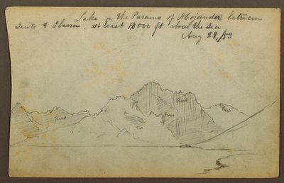 Desenho, Lago, Deserto de Mojanda, Equador, 29 de agosto de 1853 de Frederic Edwin Church