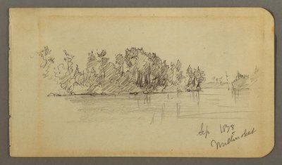 Desenho, Lago e margem arborizada, 1878 de Frederic Edwin Church