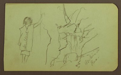 Desenho, Paisagem, Figura; Verso: Árvores, Ponte, Plantas, 1883 de Frederic Edwin Church