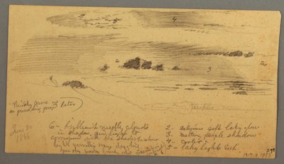 Desenho, Esboço de paisagem, Vale do Hudson, Nova Iorque, 30 de junho de 1866 de Frederic Edwin Church