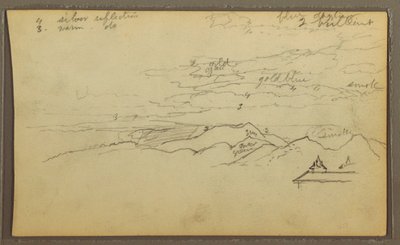 Desenho, Paisagem; Verso: Barco, Esboços Botânicos, 1857 de Frederic Edwin Church