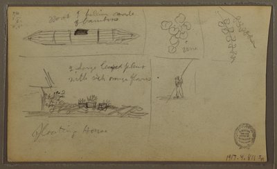 Desenho, Paisagem; Verso: Barco, Esboços Botânicos, 1857 de Frederic Edwin Church