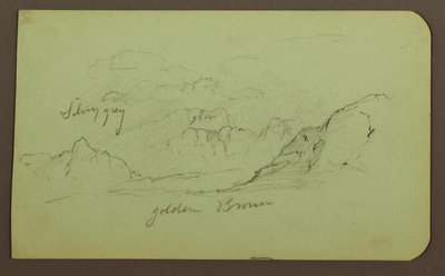 Desenho, Paisagem; Verso: Figuras, Igreja, 1883 de Frederic Edwin Church