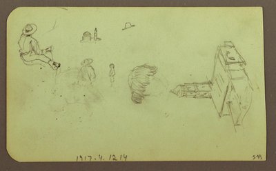 Desenho, Paisagem; Verso: Figuras, Igreja, 1883 de Frederic Edwin Church
