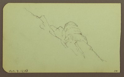 Desenho, Paisagem; Verso: Lado da montanha, 1883 de Frederic Edwin Church
