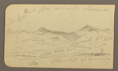 Desenho, Paisagem, casas; Verso: copa de árvore, fevereiro de 1885 de Frederic Edwin Church