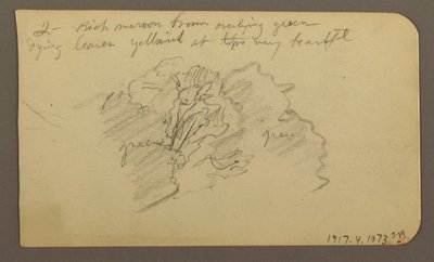 Desenho, Paisagem, casas; Verso: copa de árvore, fevereiro de 1885 de Frederic Edwin Church
