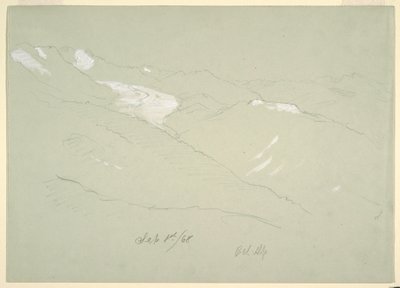 Desenho, Paisagem nos Alpes Berneses, perto de Bel Alp, Suíça, setembro de 1868 de Frederic Edwin Church