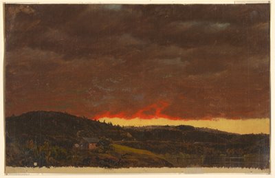 Desenho, Paisagem, pôr do sol, ca. 1845 de Frederic Edwin Church