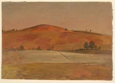 Desenho, Paisagem com colina baixa e campos, 1870-80 de Frederic Edwin Church