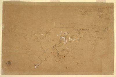 Desenho, Paisagem com o Monte Purese, Colômbia, 6 de agosto de 1853 de Frederic Edwin Church