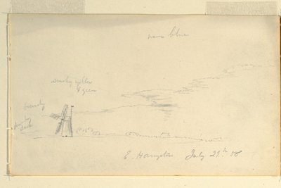 Desenho, Paisagem com moinho de vento, 29 de julho de 1858 de Frederic Edwin Church