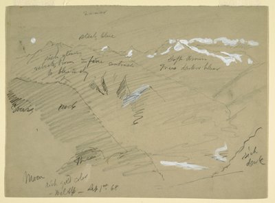 Desenho, Paisagens nos Alpes Berneses, perto de Bel Alp, Suíça, setembro de 1868 de Frederic Edwin Church