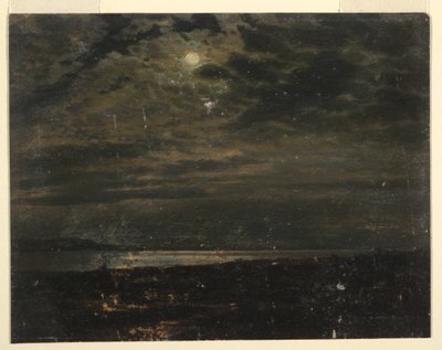 Desenho, Costa do Maine  luar, 1845-55 de Frederic Edwin Church