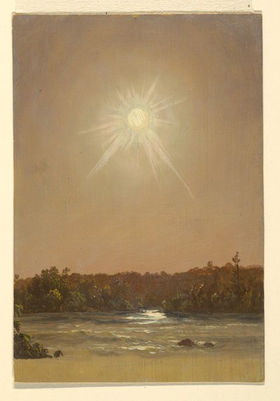 Desenho, Maine , pôr do sol, 1855-65 de Frederic Edwin Church
