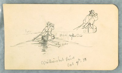 Desenho, homem remando uma canoa no rio Millinoket [sic], 4 de outubro de 1878 de Frederic Edwin Church