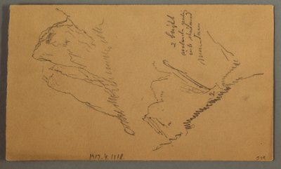 Desenho, Homem num barco, Rocky Peak over Pines, possivelmente 1868 de Frederic Edwin Church